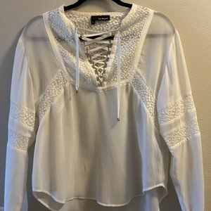 The Kooples white lace up blouse size 0